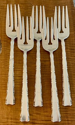 5 Lunt Sterling Silver Madrigal 6.75 Inch Salad Forks - Total Weight 184 Grams