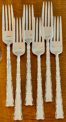 6 Lunt Sterling Silver Madrigal 7.5 Inch Dinner Forks - Total Weight 306 Grams
