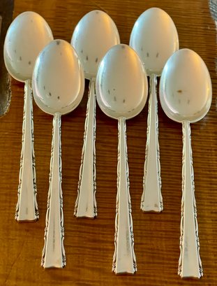 6 Lunt Sterling Silver Madrigal 6 Inch Teaspoons - Total Weight 190 Grams