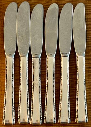 6 Lunt Sterling Silver Madrigal 6 Inch Spreader Knives - Total Weight  244 Grams