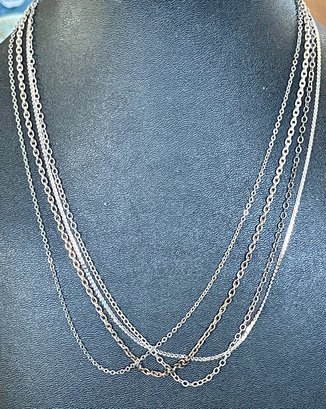 (4) Vintage Sterling Silver 18 Inch Chain Necklaces - Total Weight - 14 Grams