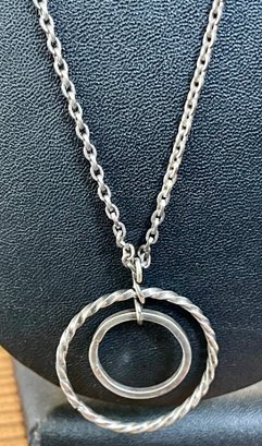 Vintage Sterling Silver 26 Inch Necklace With Round Pendant - Total Weight 12.8 Grams