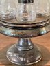 Antique Victorian Silver Plate Condiment Set With Etched Crystal Cruets (as Is )