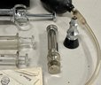 Vintage Medical Equipment - Omron Syringe Kit With Finger Grip, Bottles, Tweezers, Pumps, And More
