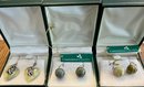 3 Pairs Sterling Silver & Connemara Marble Earrings IOB