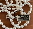Sterling Silver And Freshwater Pearl Disc 18' Necklace & Honora Freshwater Pearl 34' Necklace
