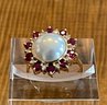 Vintage 585 14k Gold - Pearl - Ruby And Diamond Cocktail Ring S & N Jewelers Size 7 - Total Weight 5.4 Grams