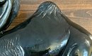 Large Hand Carved Obsidian Stone Camel