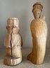 (2) Signed Leo Salazar Hand Carved Wood Figurines - Taos, New Mexico