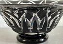 Large Libby Art Deco Crystal Black Cut To Clear Bowl Signed