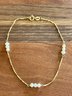 Dainty 14K Gold Italy And Freshwater Pearl 7.5' Bracelet Stamped 585 - Total Weight .9 Grams