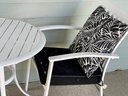Orchard Supply Company 2 White Powder Coated Outdoor Chairs And Table With Cushions
