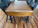 Wood Two Tone Dining Room Drop Leaf Table With Extra Leaf And 4 Painted Black Windsor Back Chairs