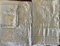 3 Gorgeous Bobbin Lace And Linen Table Clothes 60' X 90' (as Is )
