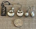 2 Pairs Honora Sterling Silver And Freshwater Pearl Earrings Half Moon & Dangle