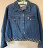 Vintage Denim And Seed Bead Trim AMI Jean Jacket Ladies Size L