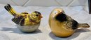 (3) Antique Cast Iron Bird Garden Stakes, Porcelain Birds, And Cast Iron Bird Figurine