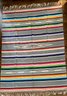 Vintage Colorful Mexico Wool Light Weight Woven 64' X 102' Blanket With Fringe