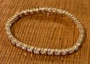 925 Sterling Silver Thailand Gold Tone 7' Tennis Bracelet With Clear Stones