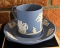 (2) Assorted Wedgewood Blue Jasperware Teacups And Saucers With Boxes And Paperwork