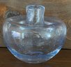 Hand Blown Art Glass Vase Blue & Clear