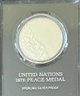 1976 Franklin Mint Sterling Silver United Nations Peace Medal With Paperwork, Original Box, & Plastic Case