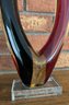 Hand Blown Art Glass 14' Abstract Red And Black Sculpture