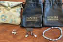 2 Pairs Honora Sterling Silver & Freshwater Pearl Earrings With Stretch Bracelet