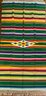Vintage Mexico Wool Hand Woven Thin Colorful 37' X 80' Runner - Blanket With Fringe