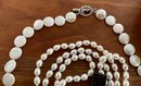 Sterling Silver And Freshwater Pearl Disc 18' Necklace & Honora Freshwater Pearl 34' Necklace