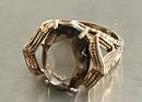 Stunning Vintage 10K Gold Large Faceted Smoky Quartz Ring - Size 6.5 - Total Weight