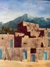 Original Signed Carrizales 1980 South Western Oil On Canvas Painting In Mexico Wood Frame