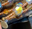 Joan Rivers Gold Tone Purple Aurora Borealis Crystal Glass Beaded Necklace 100'