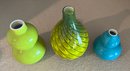 (3) Crate & Barrel Vases - Teal And Green Yoko And Green Hilo