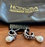 2 Pairs Honora Sterling Silver & Freshwater Pearl Earrings With Stretch Bracelet