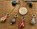 (6) Joan Rivers Faberge Enamel Egg Individual Charms With Chain To Add To Necklace Or Bracelet IOB