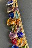 2 Joan Rivers Colorful Acrylic Bezel Heart Shape Charms Necklace Gold Tone Signed With Matching Bracelet