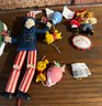 Holiday Lot - Ceramic Penguin With Assorted Resin Ornaments - Disney, Cat Collector, And More