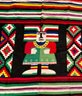 Vintage Wool Hand Woven Mexico Aztec Warrior Blanket Rug With Fringe 52'w X 72'L