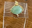 14K 585 Gold Cast 4.76 Carat Jadeite Cabochon Ring Size 8  - Total Weight 5.05 Grams - With G I A Appraisal