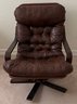 Vintage Denmark Arm Chair With Brown Leather Cushion