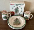 Spode England Christmas Tree (4) Side Plates & 4 Tom And Jerry Mugs