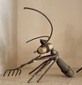 (2) Vintage Rock And Metal Hand Made Yard Art - Dragonfly And Ant