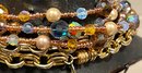 2 Joan Rivers Necklaces - Aurora Borealis Bead 100' And A Gold Tone Multi Link 60' Necklace