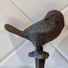(3) Antique Cast Iron Bird Garden Stakes, Porcelain Birds, And Cast Iron Bird Figurine