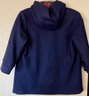 Fieldston Clothes Wool Blend Navy Blue Coat - Hood -  Wood Toggle Buttons Unisex Size 7 Red Plaid Interior
