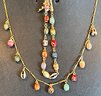 Joan Rivers Faberge Egg Enamel Charm Necklace And Matching Bracelet Gold Tone