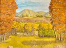 Vintage Original Autumn Landscape Oil Painting On Board ( As Is )