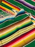 Vintage Mexico Wool Hand Woven Thin Colorful 37' X 80' Runner - Blanket With Fringe