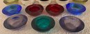 (9) Assorted Color Crate And Barrel Tea Light Candle Holders And (3) Assorted Amber Candle Holders